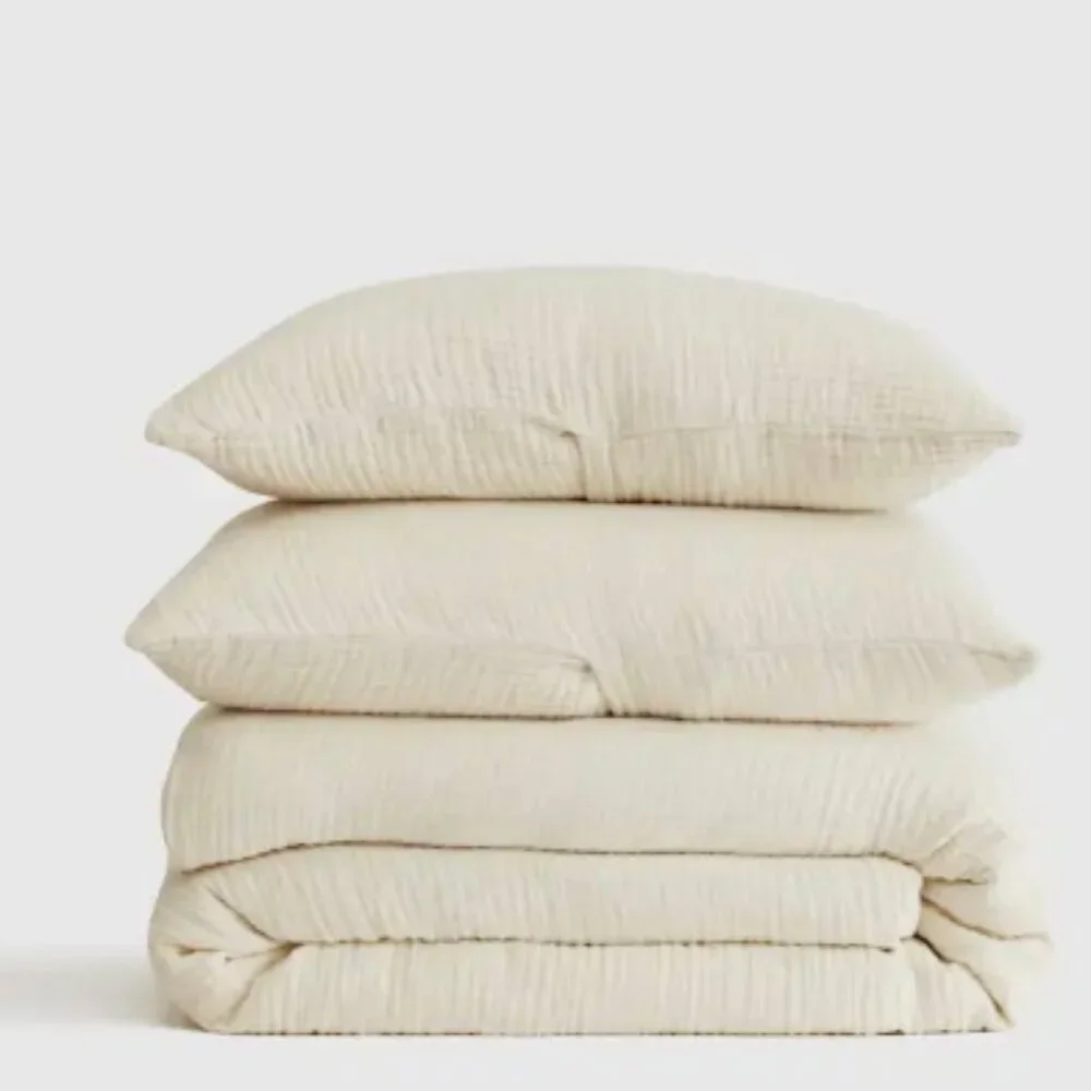 Quince 100% Organic Cotton Luxury Duvet Cover Set King/Cal King Ivory NWOT #6